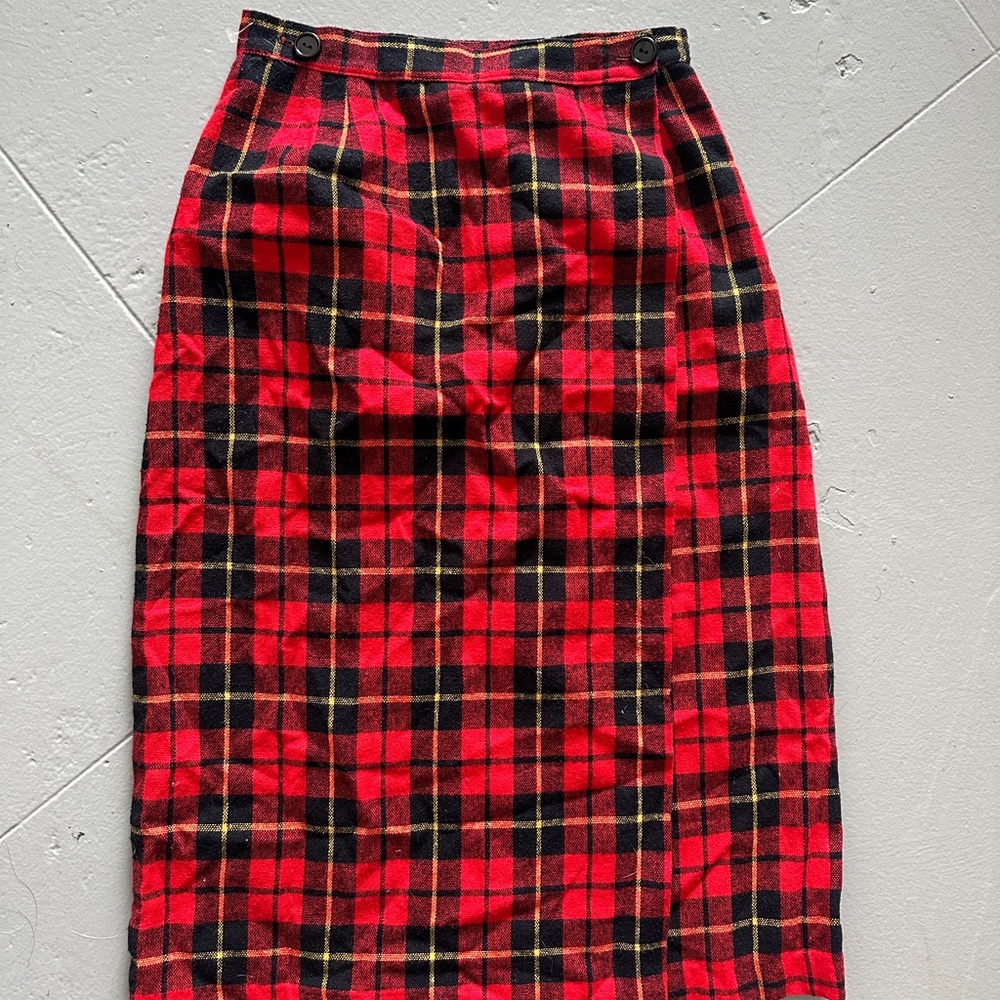 Vintage Red and Black Plaid Women's Skirt